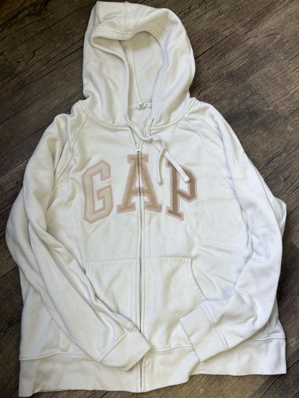 GAP Cream Full-Zip Hoodie with Logo